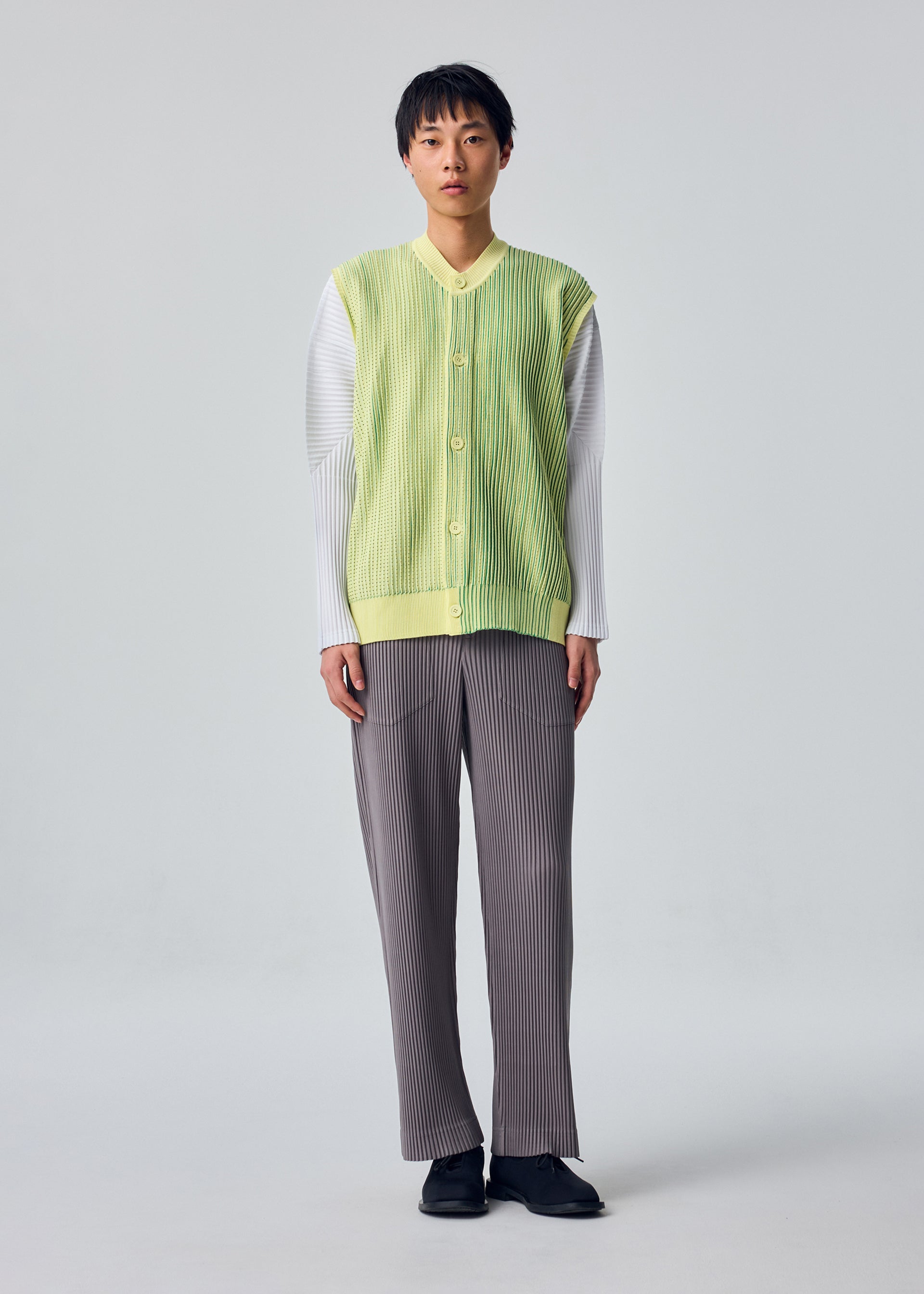 Issey Miyake Homme Plissé In The Shadow Knit vesta černá pletená