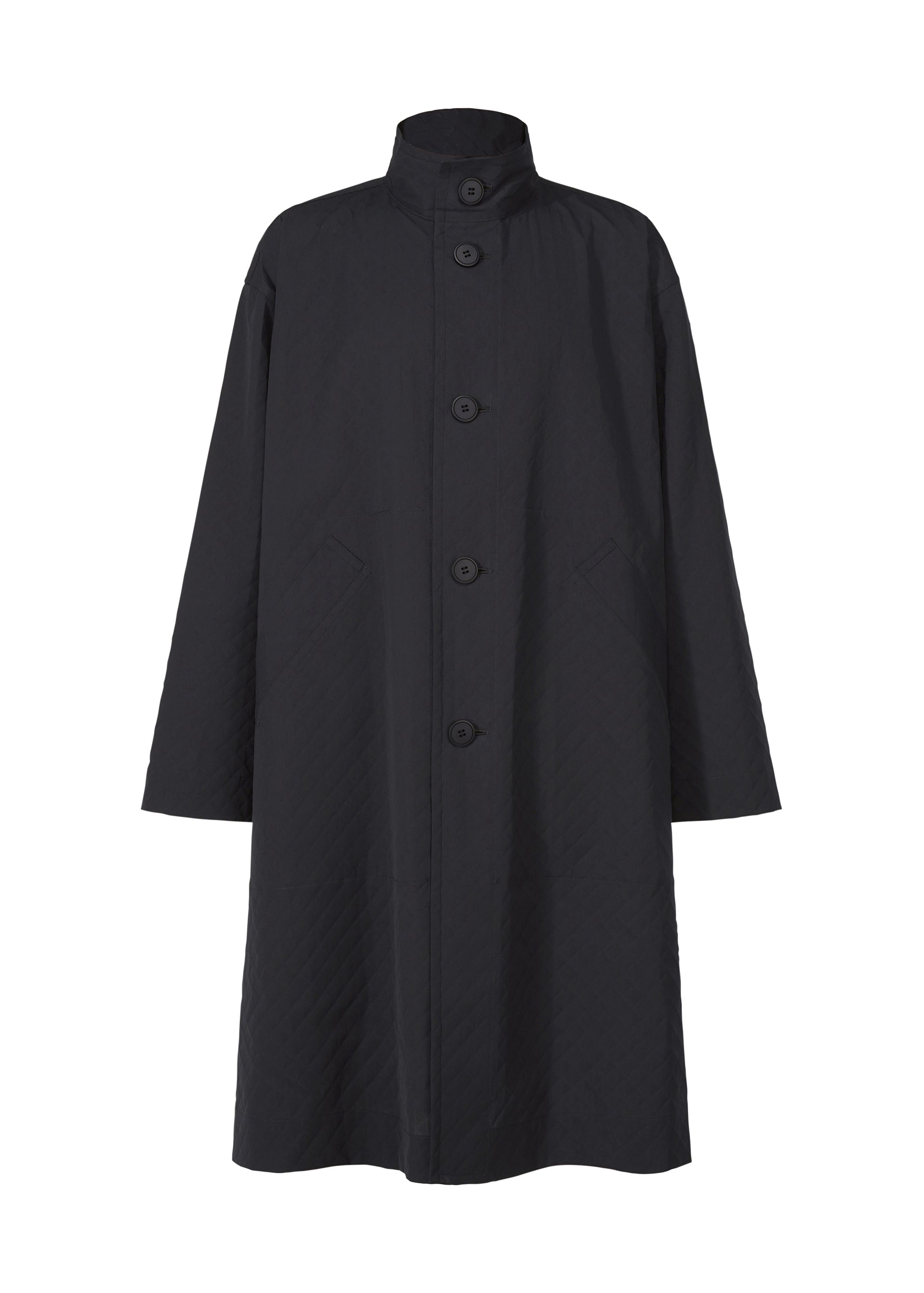 Issey Miyake Type-T 001-1 kabát černý trojúhelníkový vzor