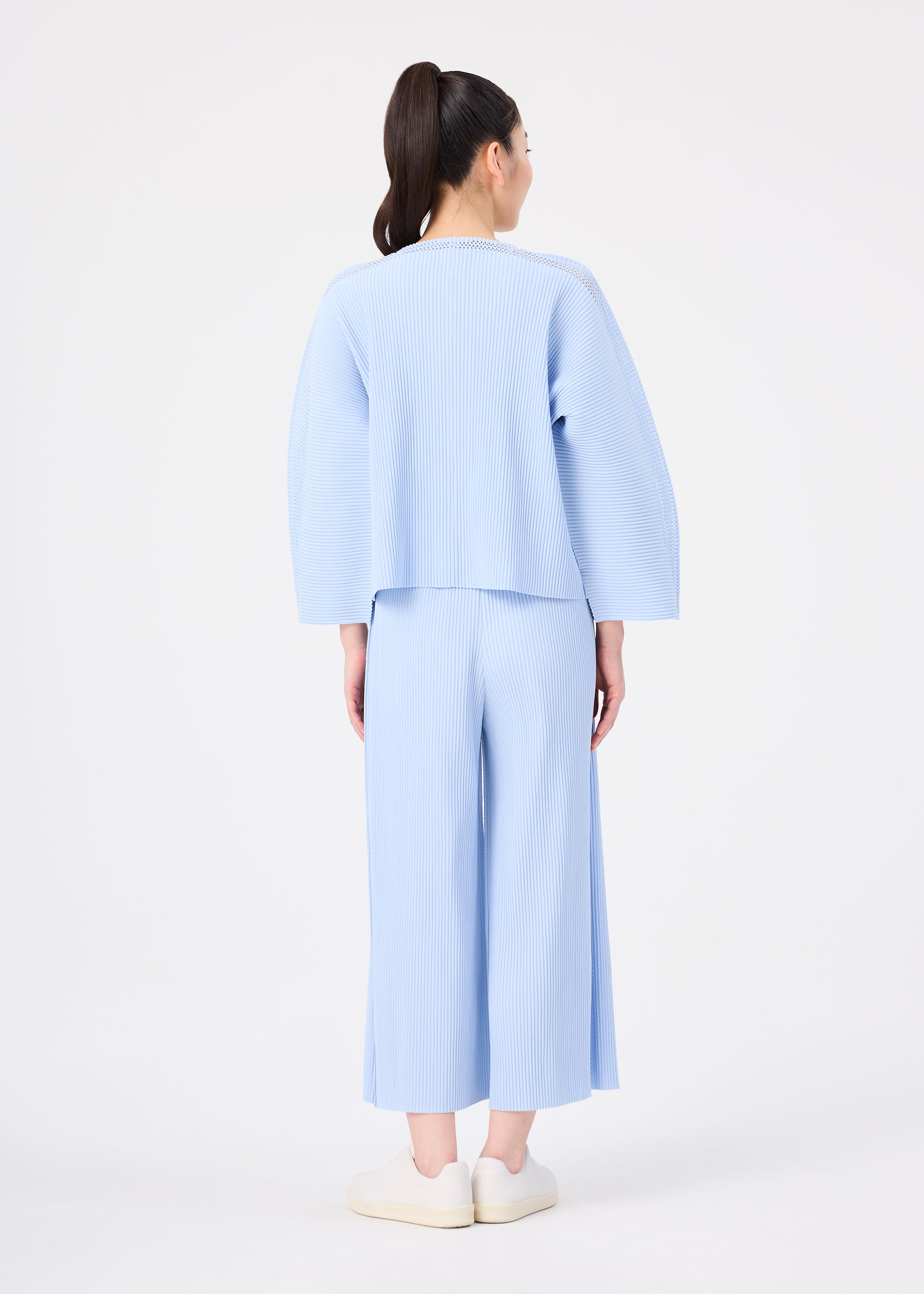 Issey Miyake Mesh Pleats široké kalhoty černé síťované