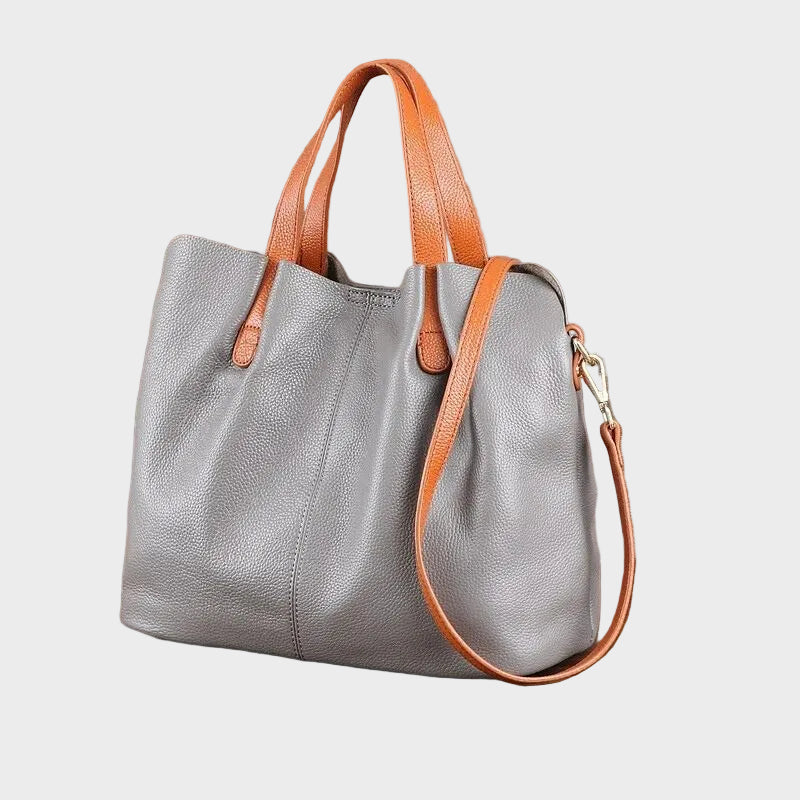 Norielle kožená kabelka šedá shopper