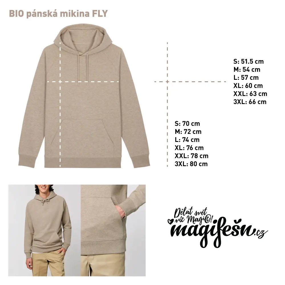 Magifešn FLY Dnes vymleto bio mikina s kapucí