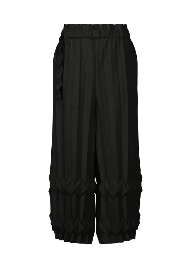 Issey Miyake Tree Pleats kalhoty černé široké plisované