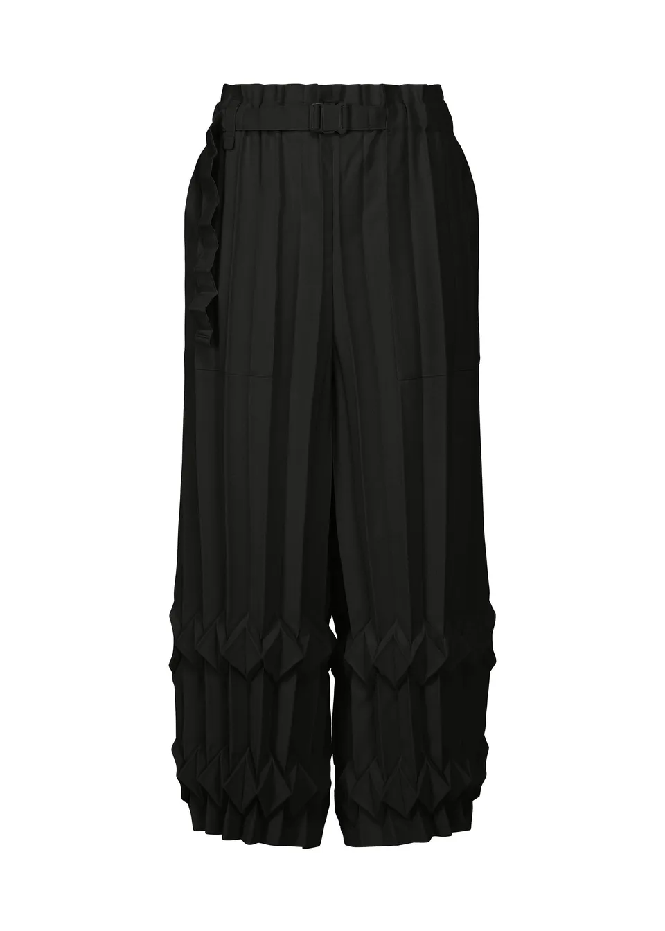 Issey Miyake Tree Pleats kalhoty černé široké plisované