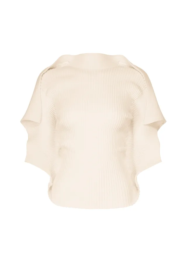 Issey Miyake Prance pletený top ivory lehký strečový