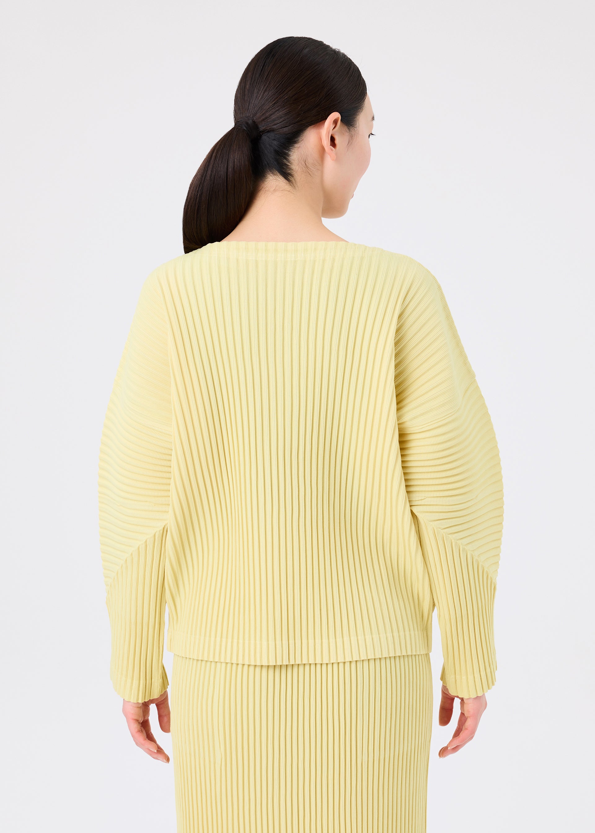 Issey Miyake Corduroy Pleats top s dlouhým rukávem taupe hebký
