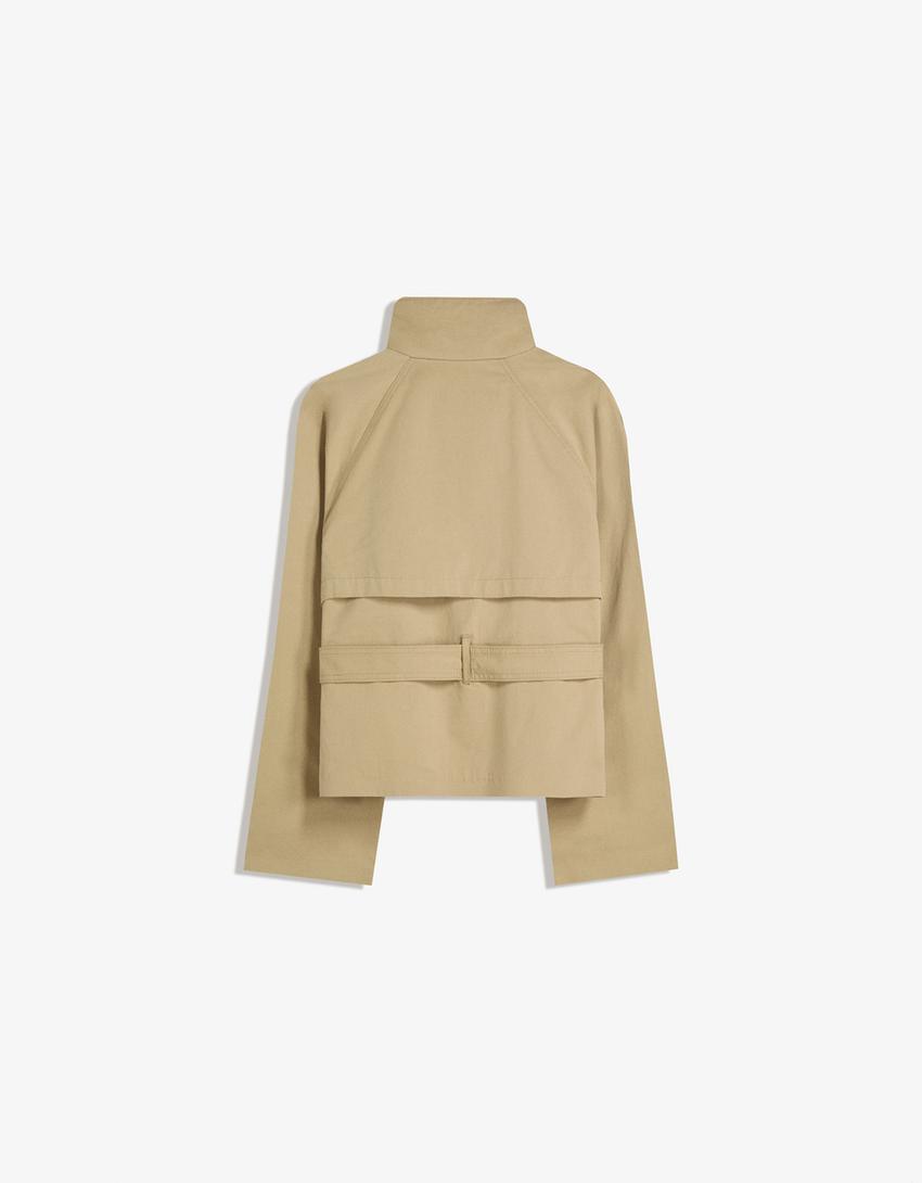 Norielle Éliane krátký trench kabát kaki s páskem