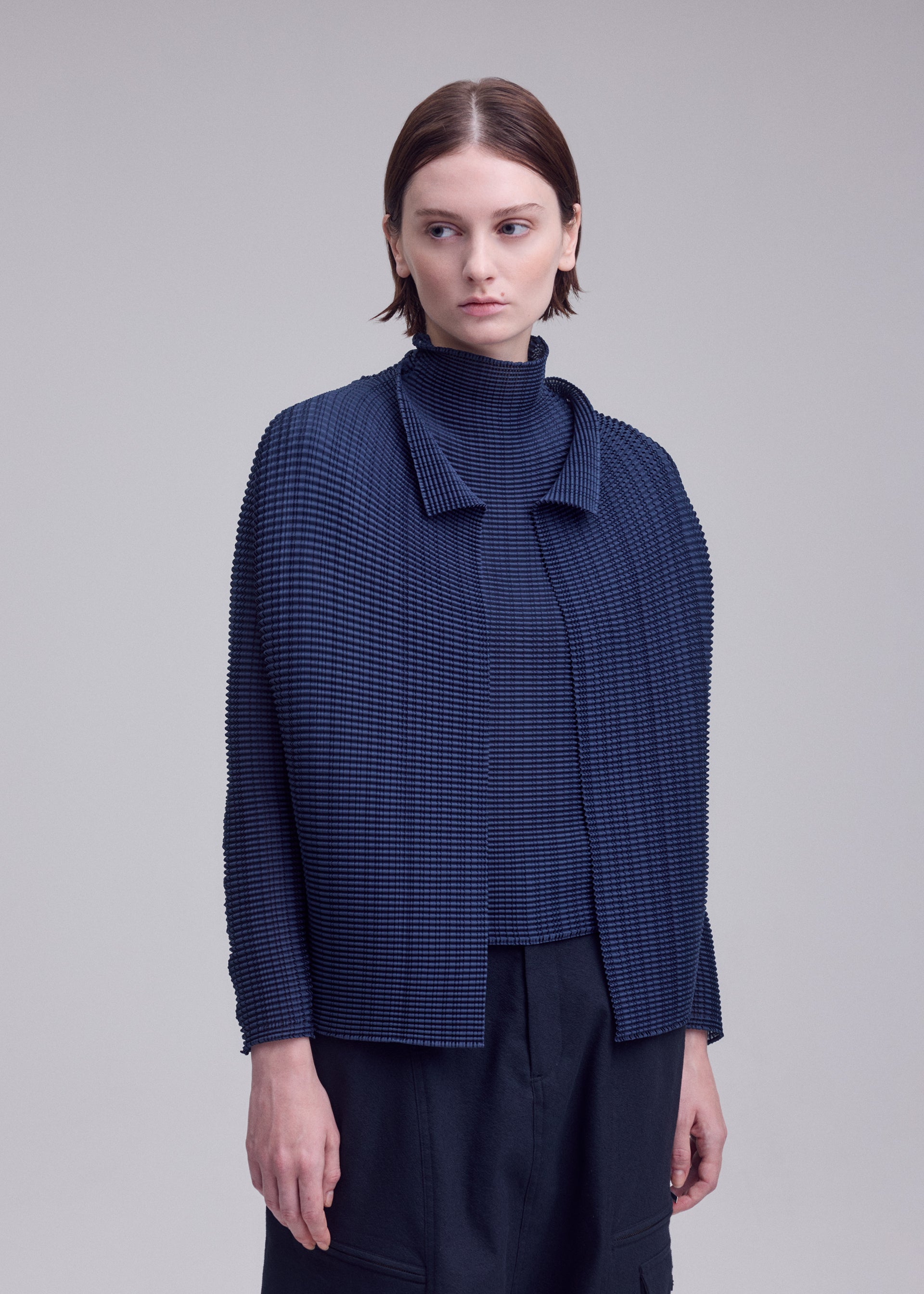 Issey Miyake Wooly Pleats-68 kardigan zelený stretch