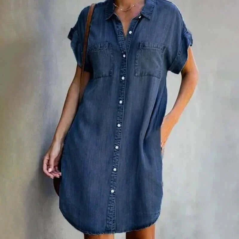 Norielle Denim košilové šaty světle modré