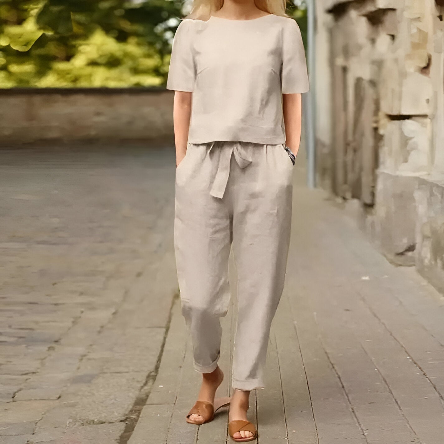 Norielle lehká souprava modrá viskózová volný střih