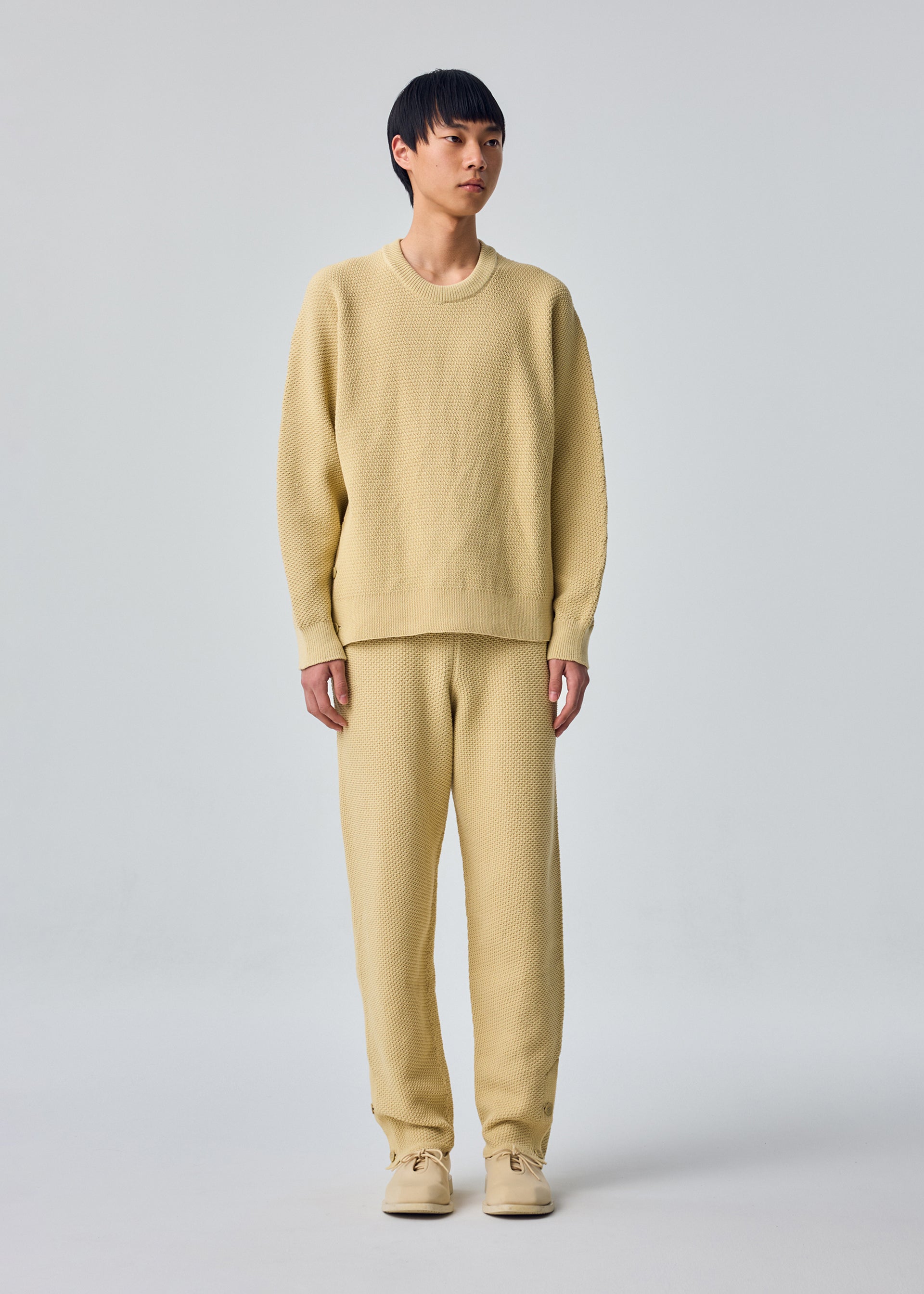 Issey Miyake Rustic Knit svetr černý kulatý výstřih