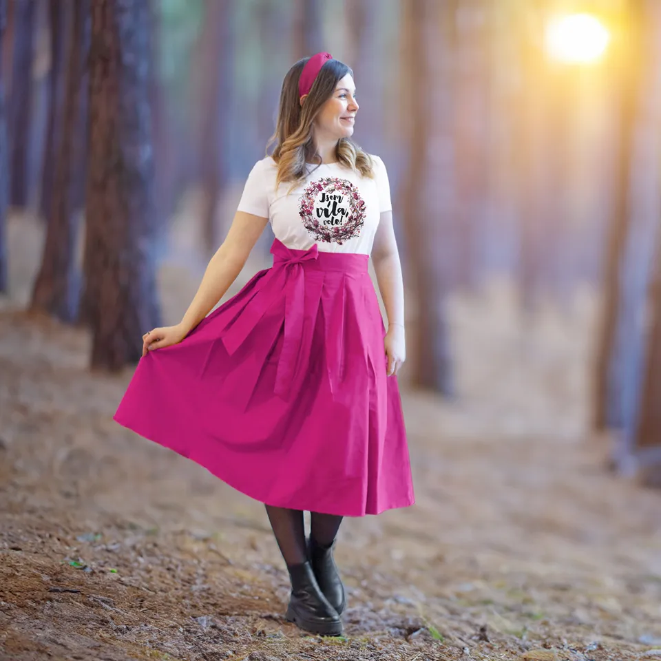 Magifešn MIDI Magenta zavinovací sukně bavlna