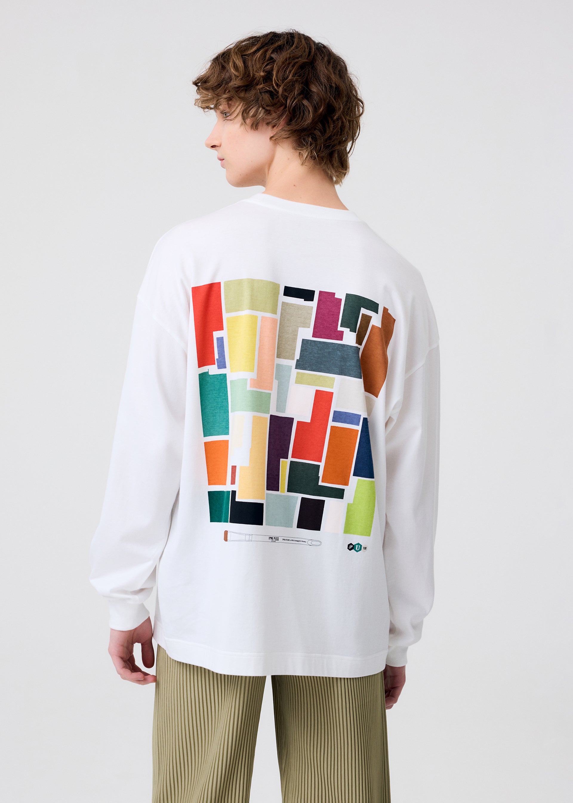 Issey Miyake Color Chips tričko bílé s dlouhým rukávem