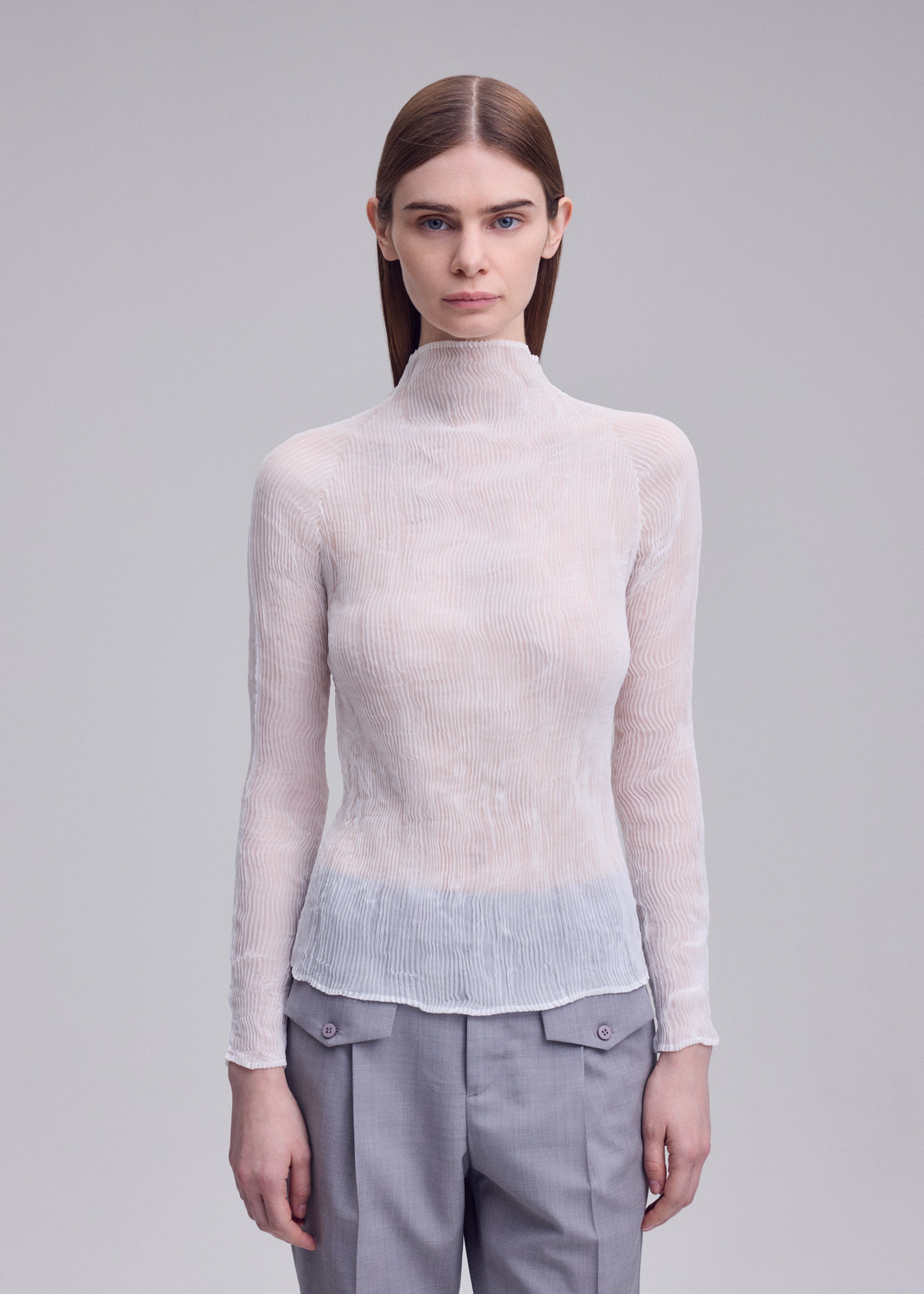 Issey Miyake Chiffon Twist top bílý vel. 2 šifon