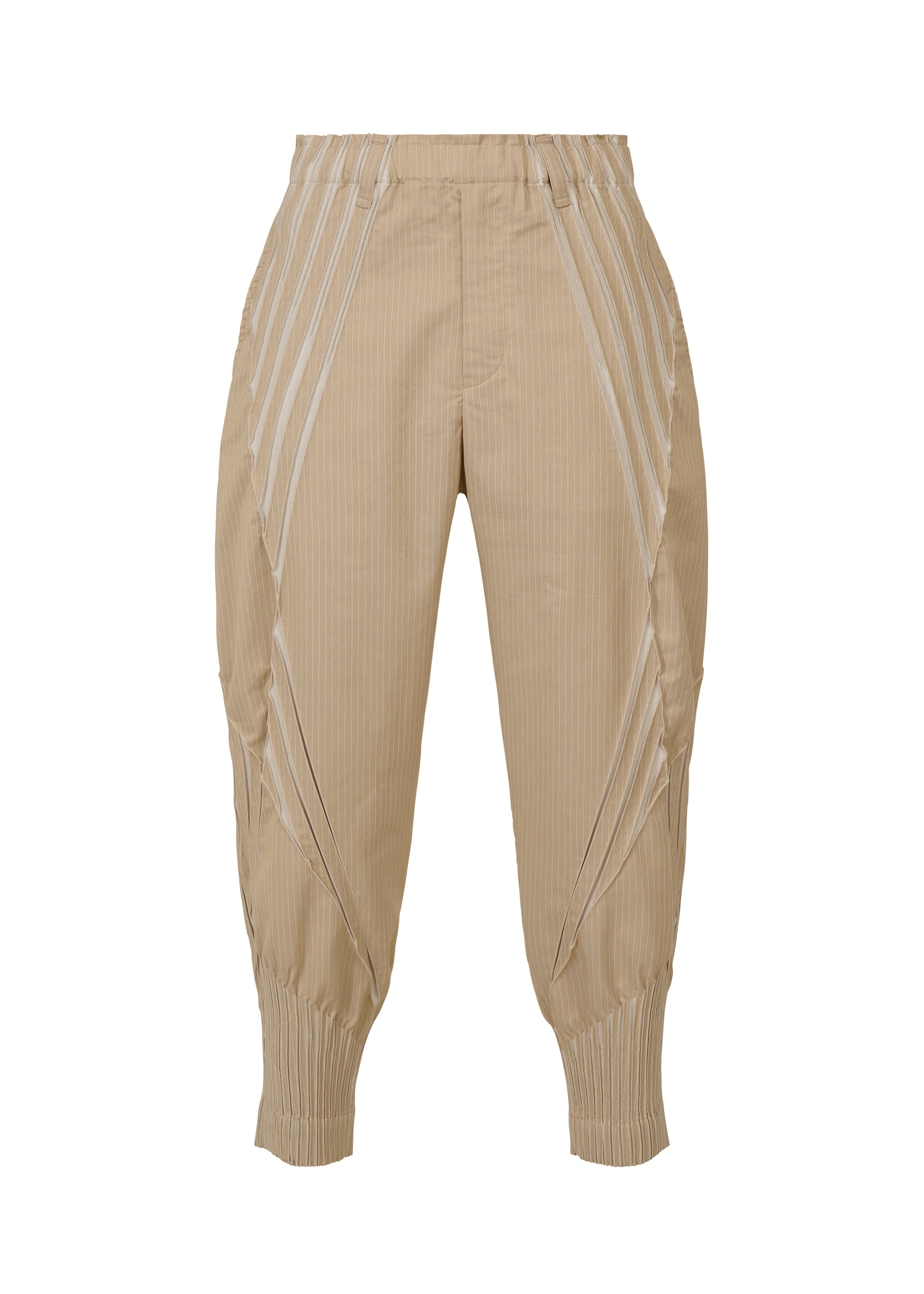 Issey Miyake Type-S 001-3 cropped kalhoty šedé pruhované