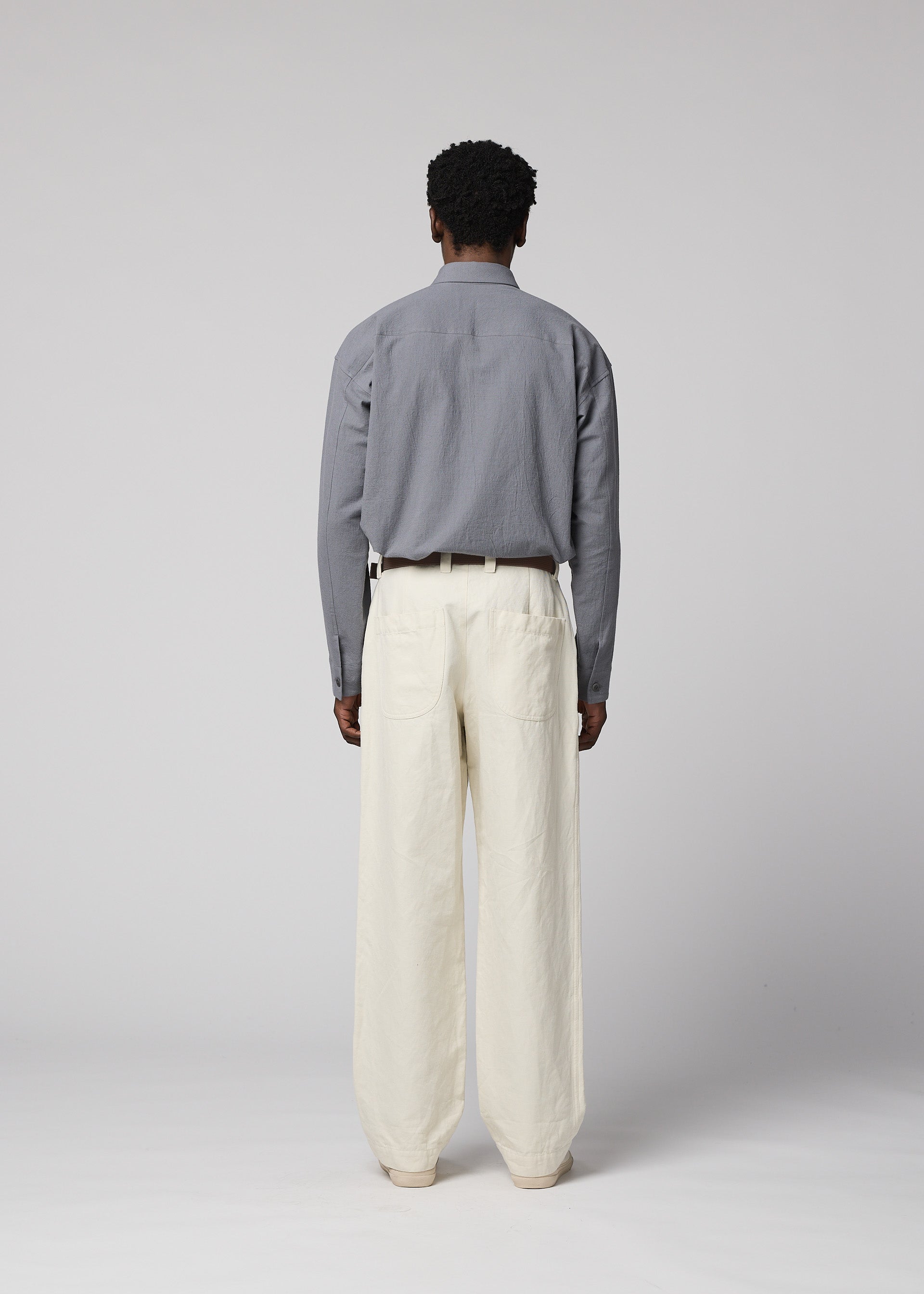 Issey Miyake Im Men Tough Wool Cotton kalhoty ivory vlněné