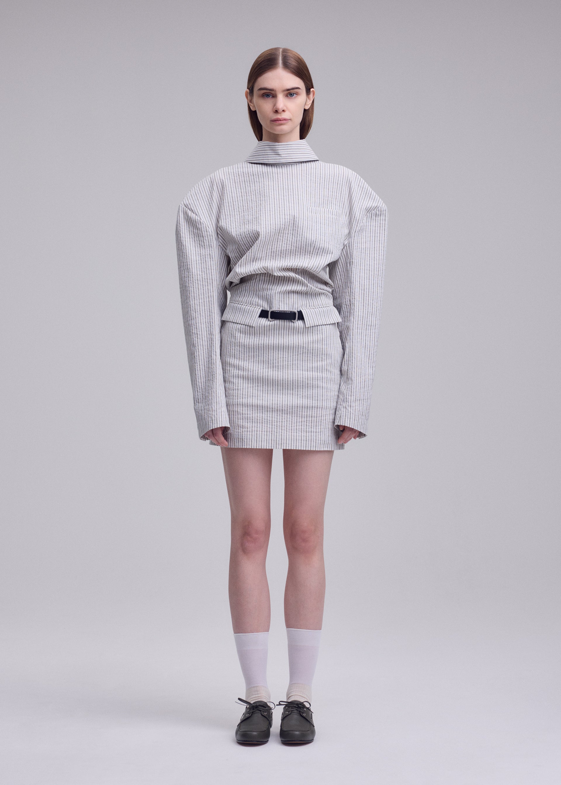 Issey Miyake Allow Stripe tunika white-hued pruhovaná