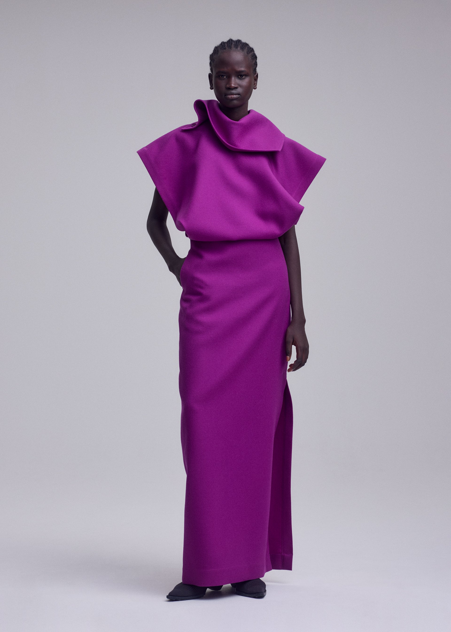 Issey Miyake Calligraph IM63FH026 šaty šedé vlnene