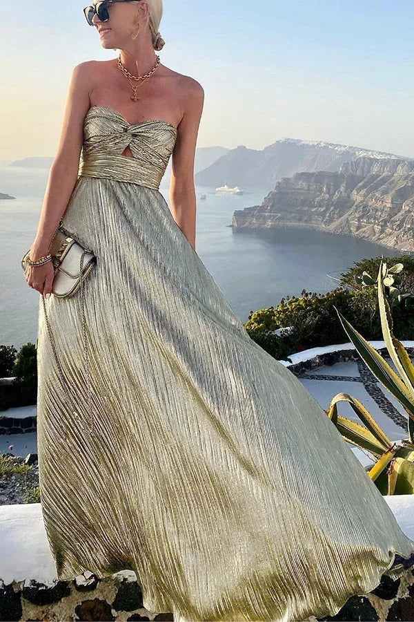 Norielle bustier plisované šaty dlouhé modré společenské