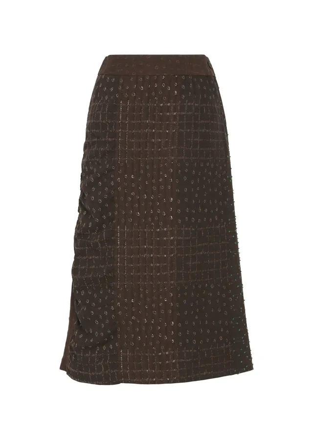 Issey Miyake COLLAGE STRETCH I sukně hnědá žakár