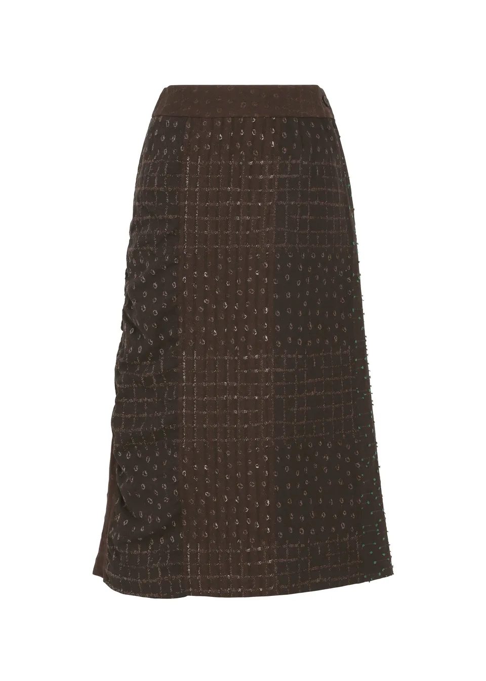 Issey Miyake COLLAGE STRETCH I sukně hnědá žakár
