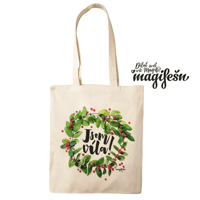 Magifešn MEDIUM taška Jsem víla red berries bavlna