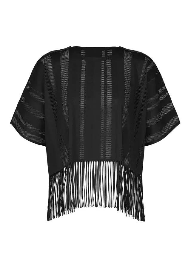 Issey Miyake A-POC Lace top černý s třásněmi