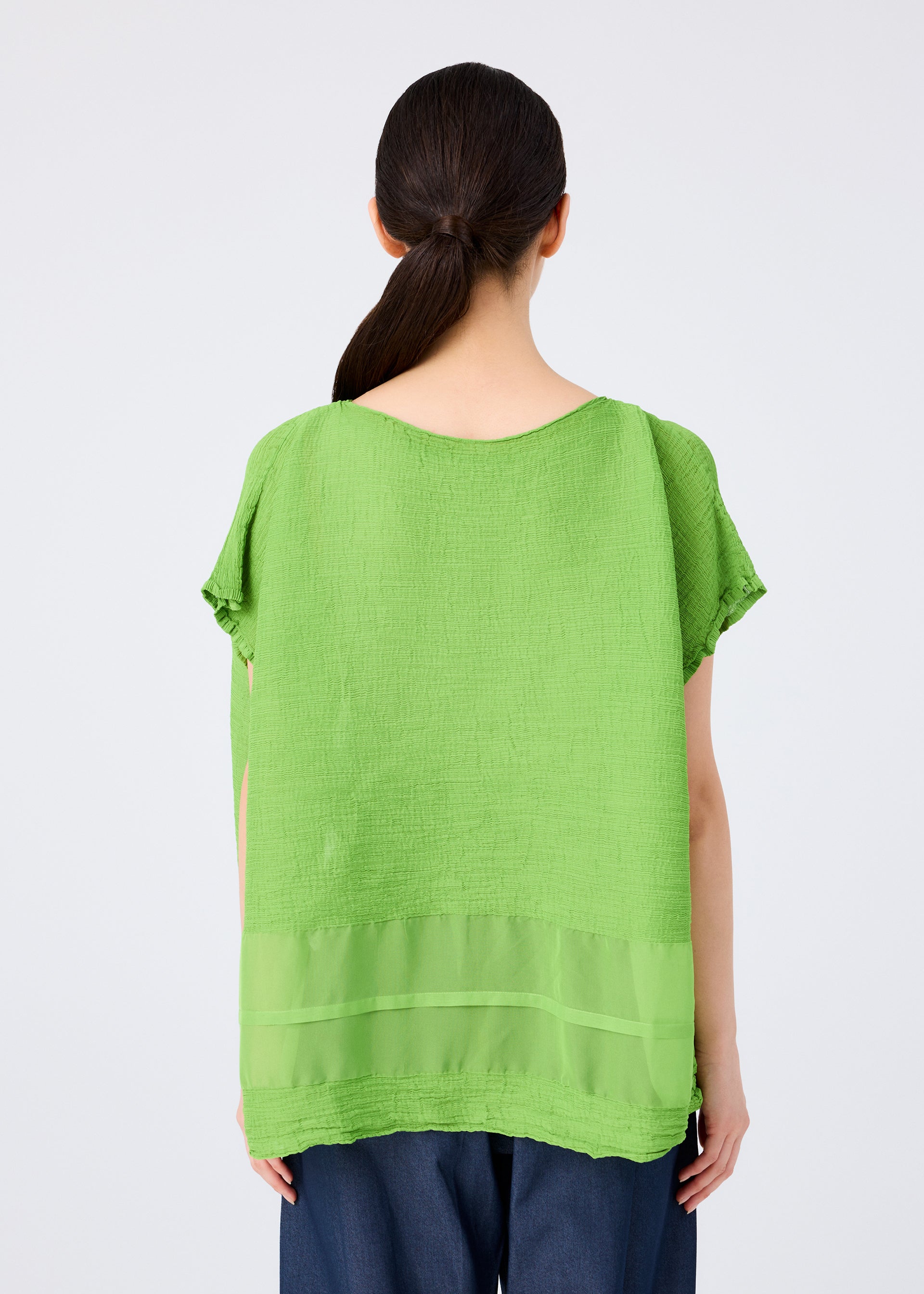 Issey Miyake Sheer Crepe top černá poloprůhledný krep
