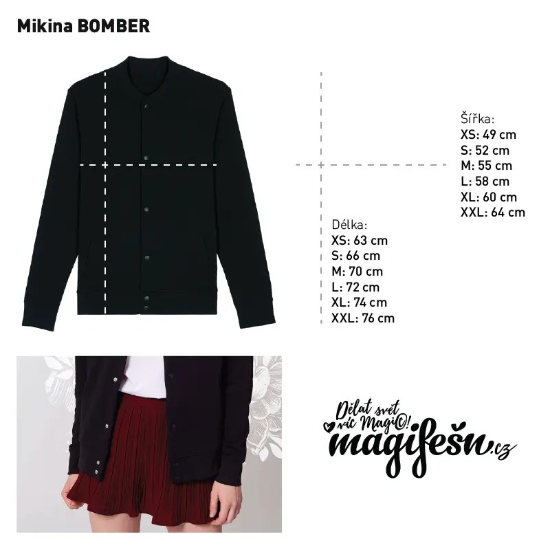 Magifešn Retro vlaštovky bomber černý biobavlna
