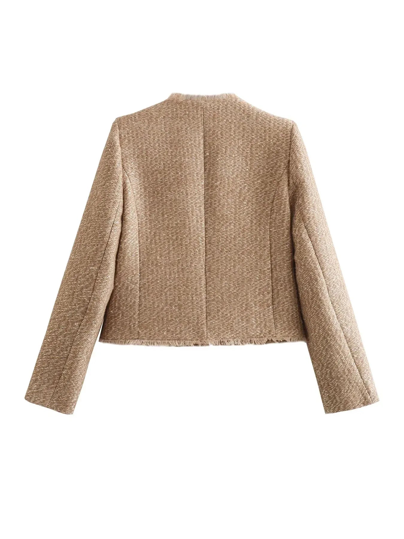 Norielle tweedové sako krátké hnědé elegantní