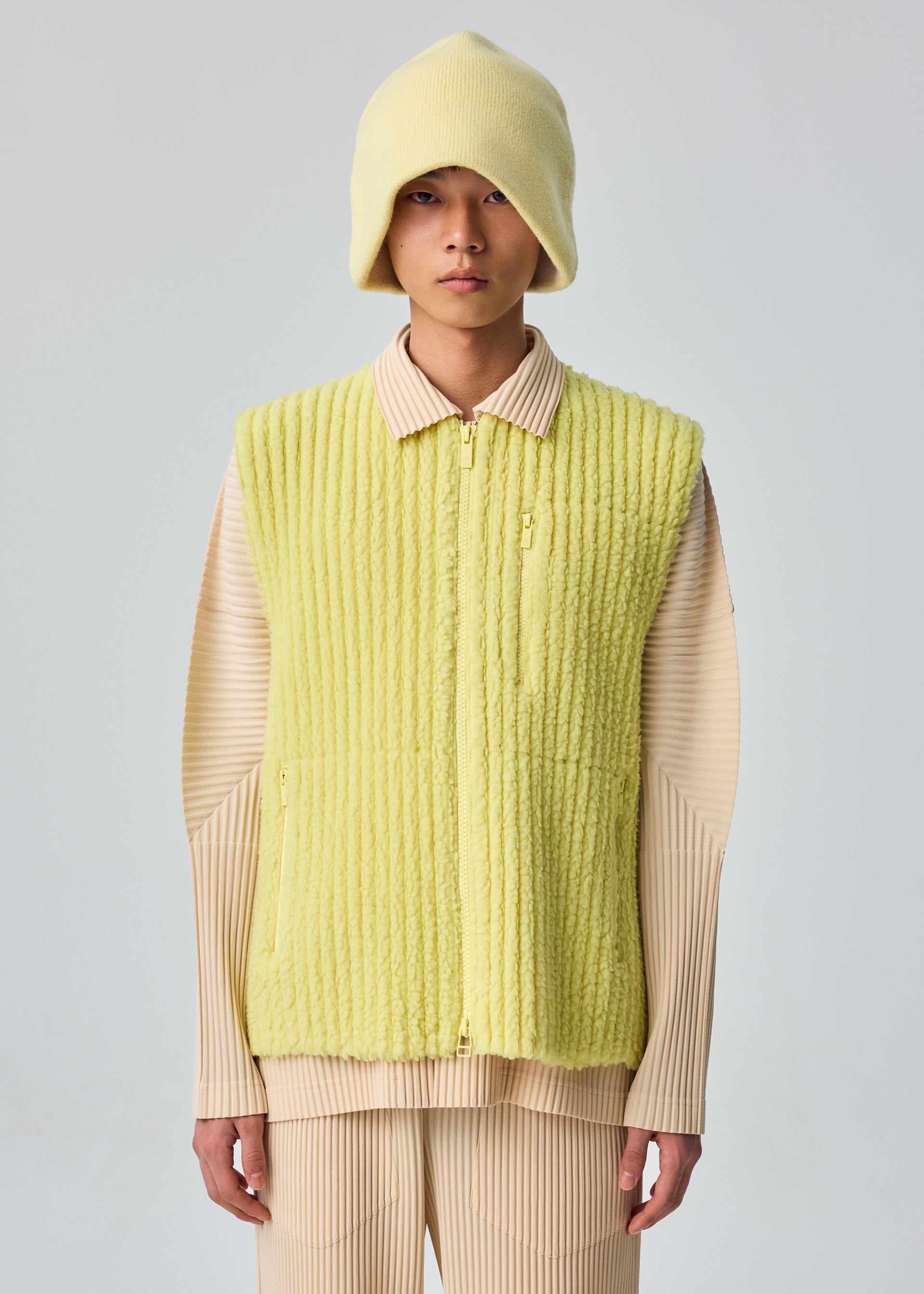 Homme Plissé Issey Miyake Fleece Pleats vesta černá