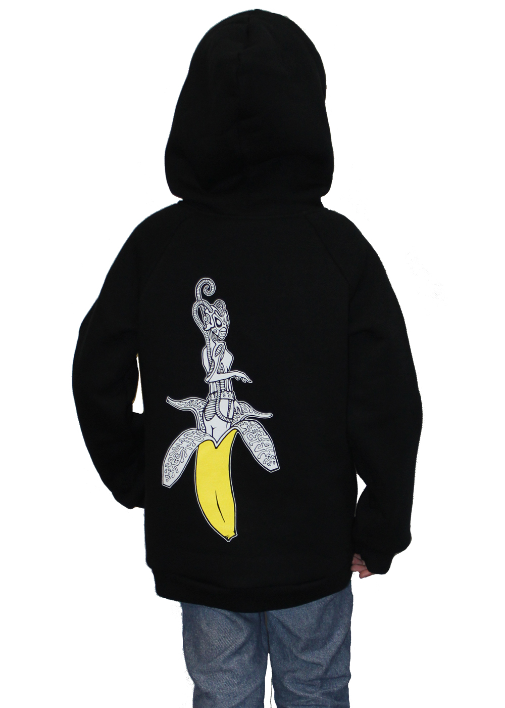 Alien DNA Banana Surprise dětská mikina černá svítící