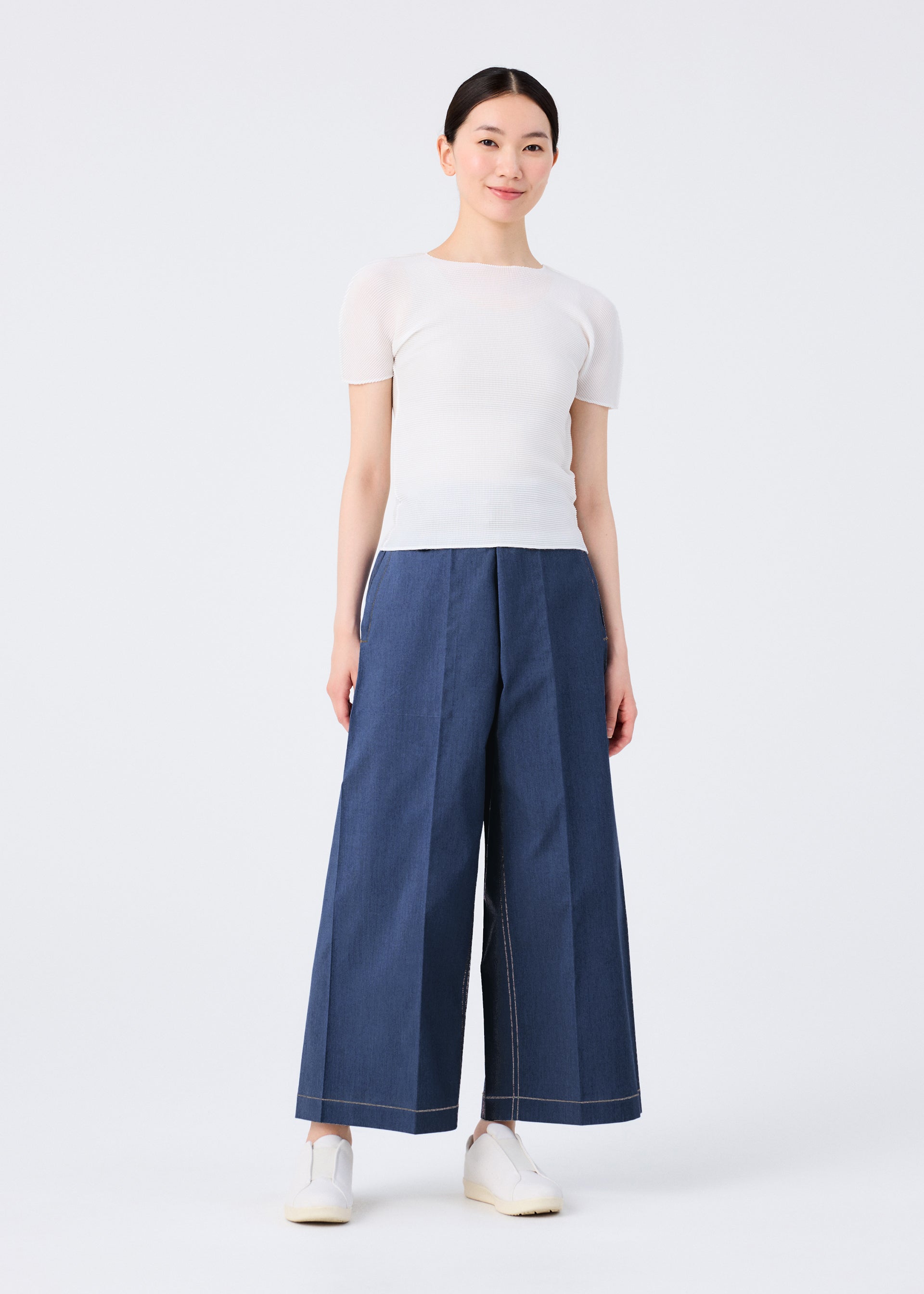 Issey Miyake Flat Denim kalhoty široké indigo