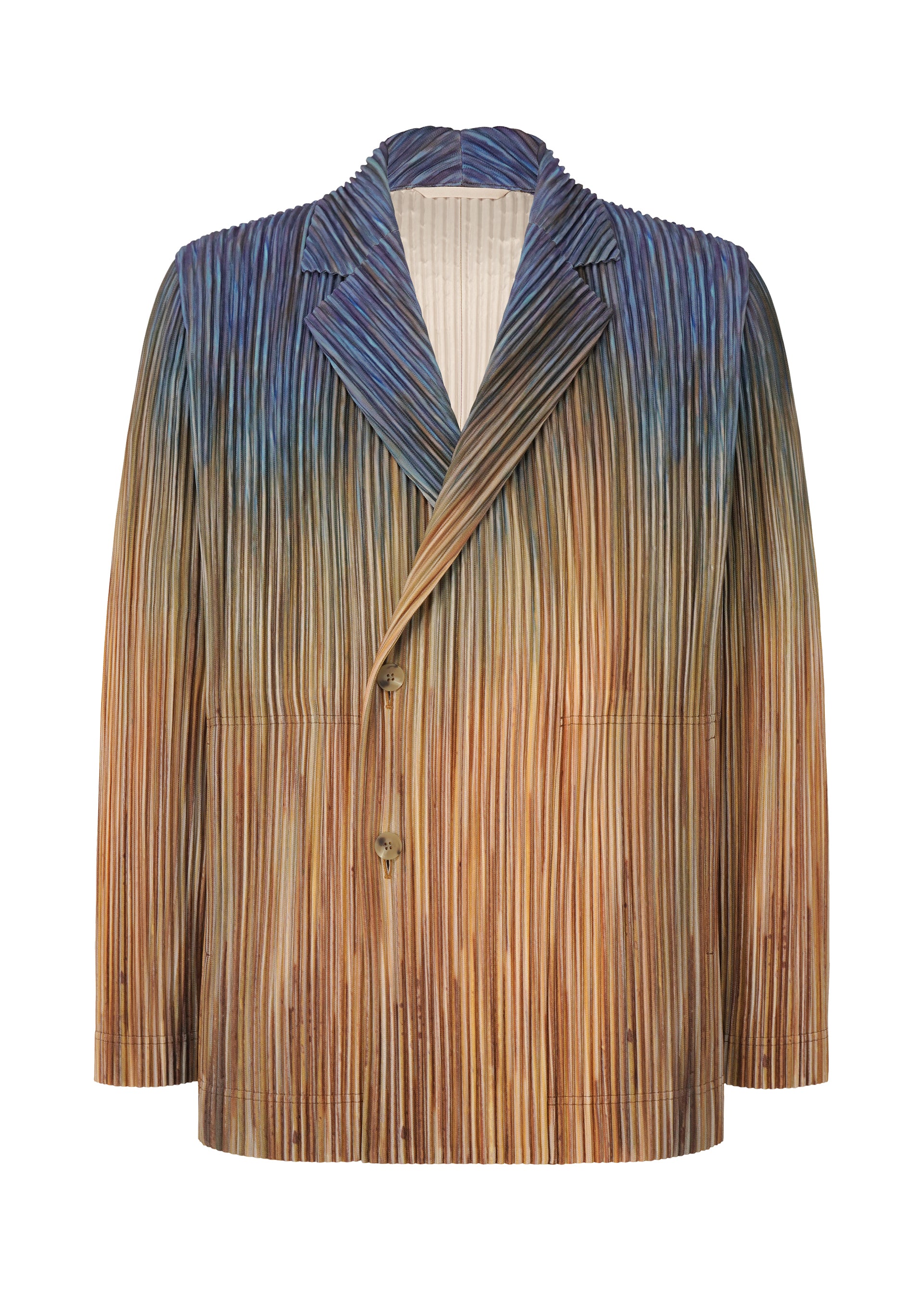 Issey Miyake Paint Brush sako hnědé gradient dvojřadé