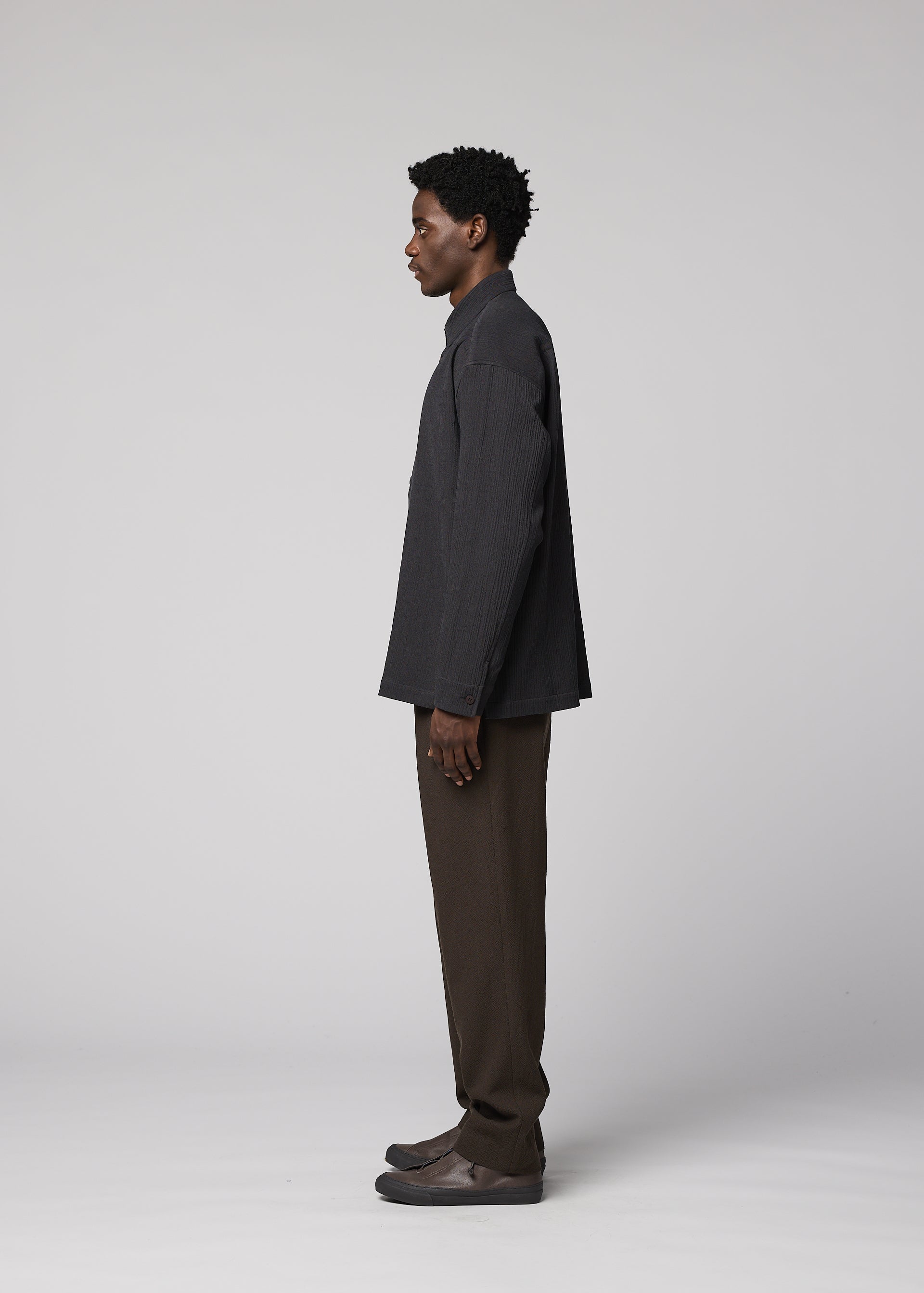 Issey Miyake IM Men Double Weave košile šedá bavlna