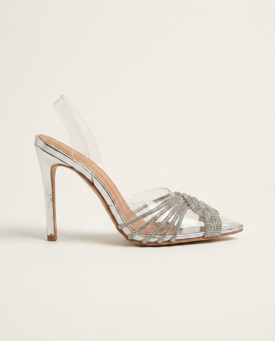 Norielle lodičky slingback stříbrné s kamínky