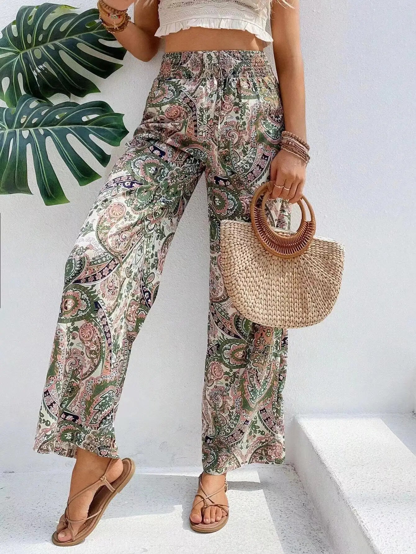 Norielle boho kalhoty se vzorem khaki