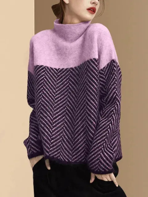 Norielle pletený rolák chevron khaki