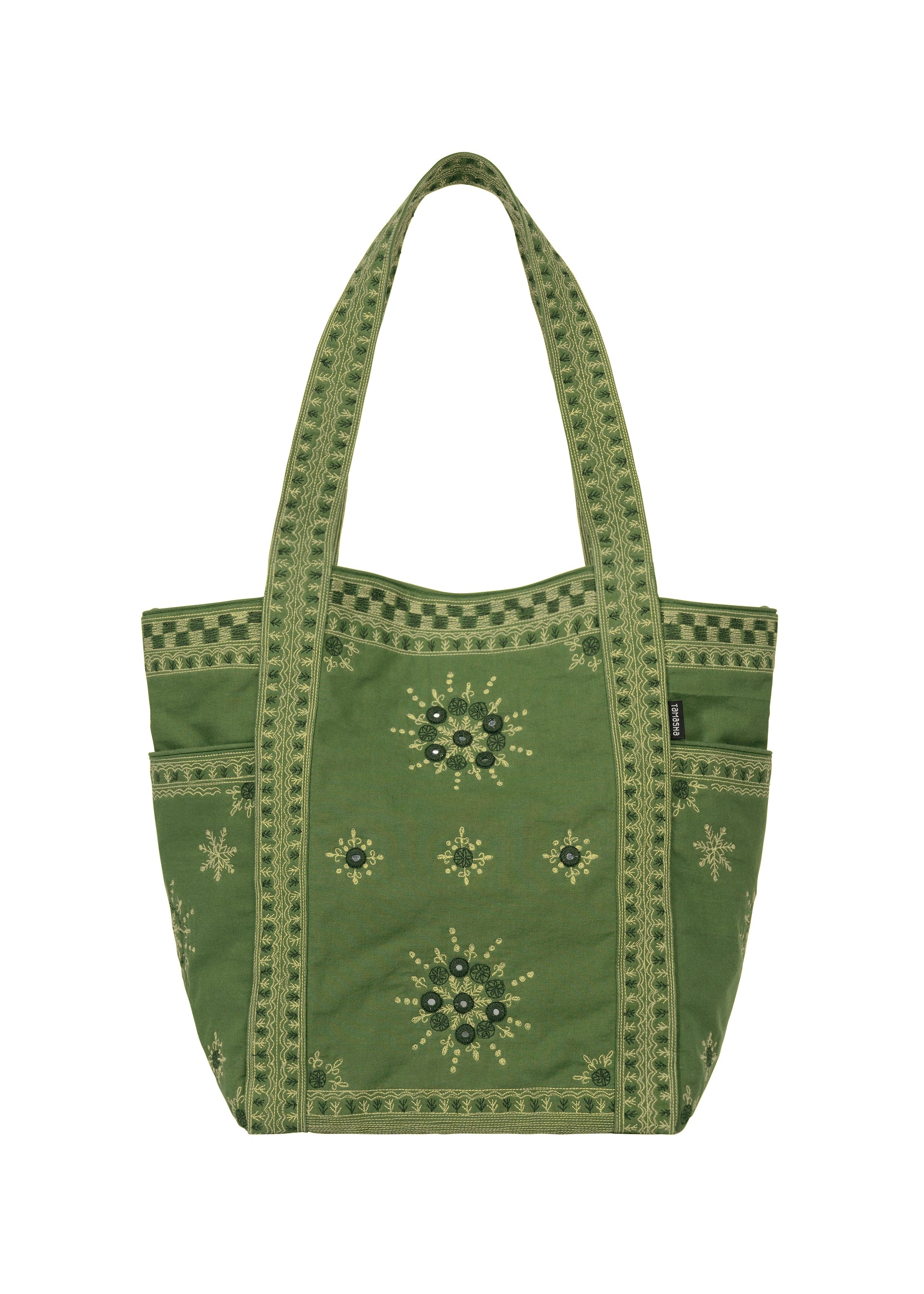 Issey Miyake HaaT Dazzle Mirror Box tote tmavě šedá s výšivkou