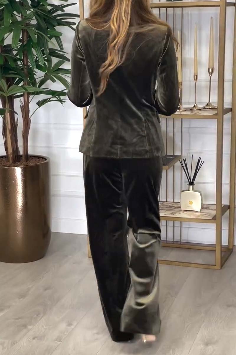 Norielle sametová souprava zelená sako kalhoty