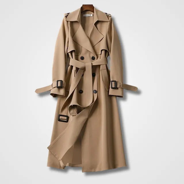 Norielle dlouhý trench coat s páskem khaki