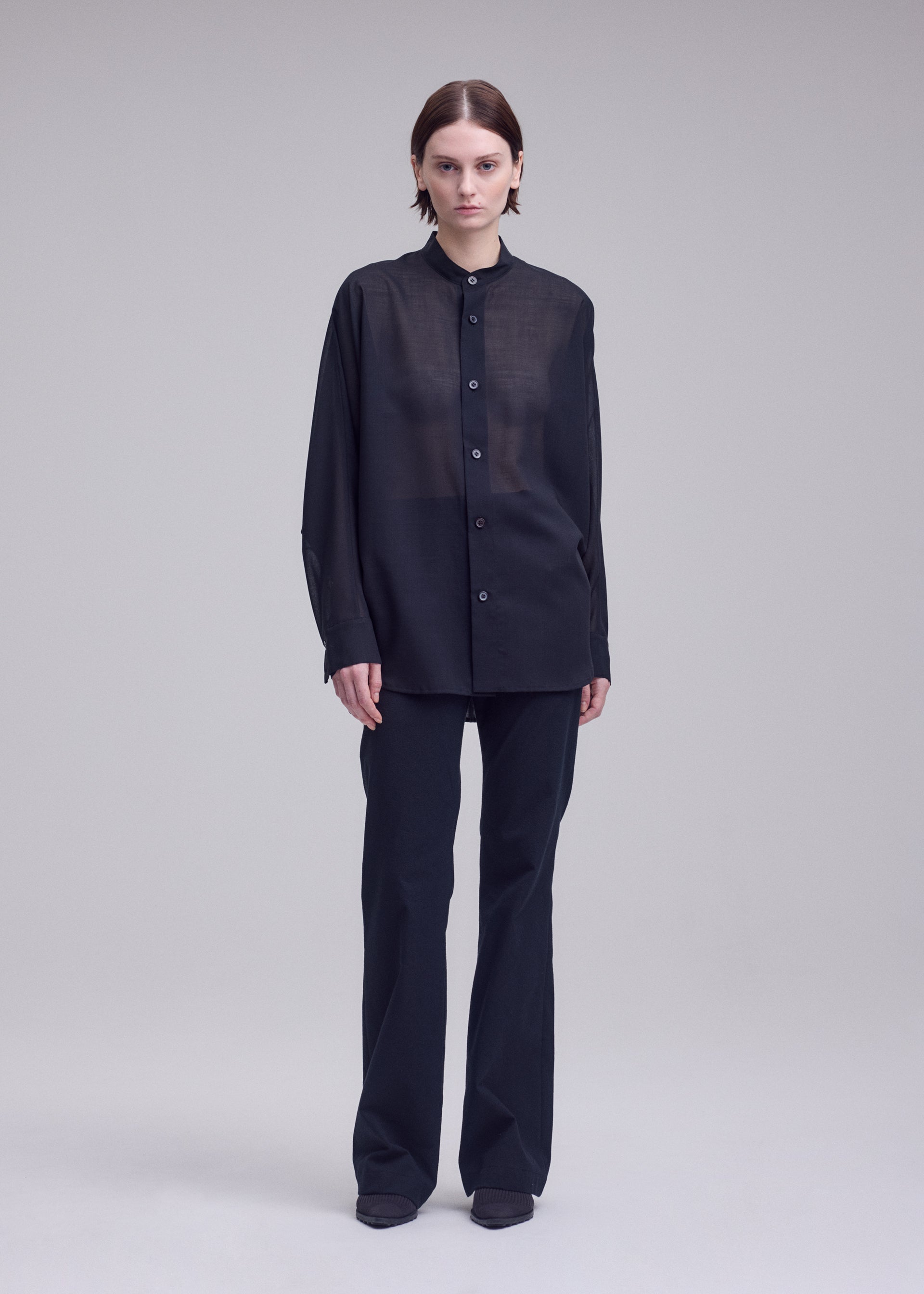 Issey Miyake Sheer Wool košile bílá průsvitná