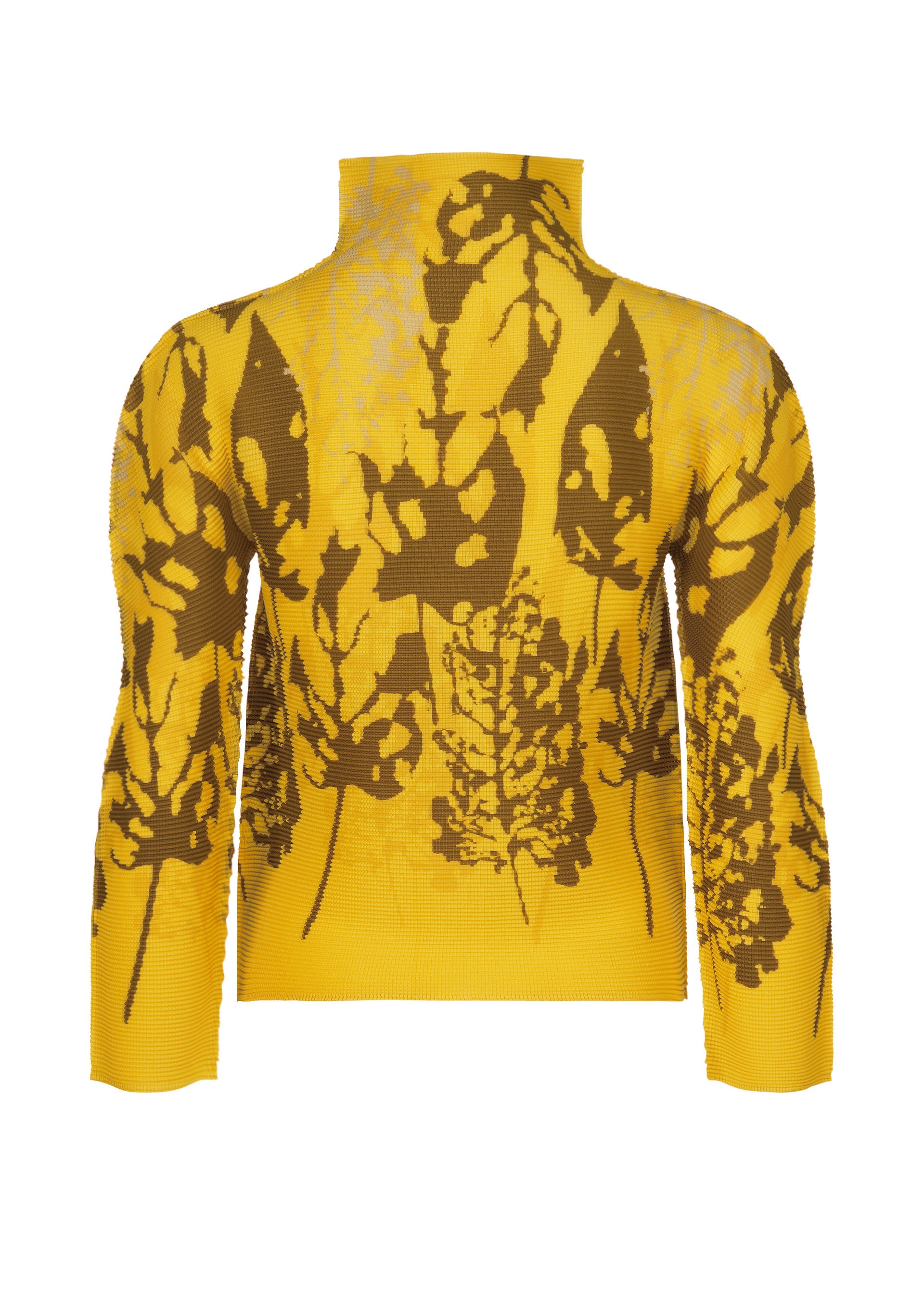 Issey Miyake Leaf top Brown-Hued rolák s dlouhým rukávem