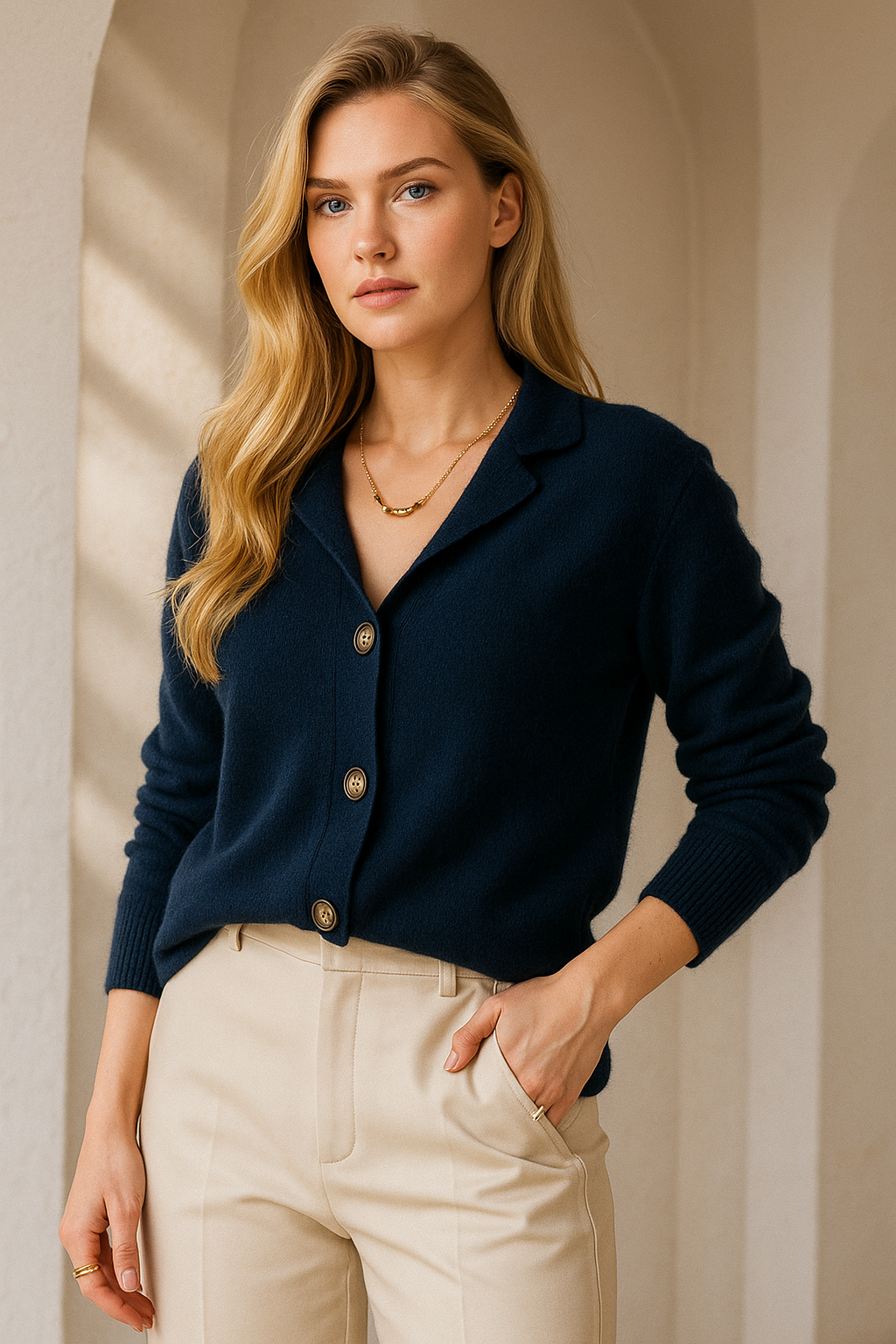 Norielle dámský cardigan s výstřihem camel