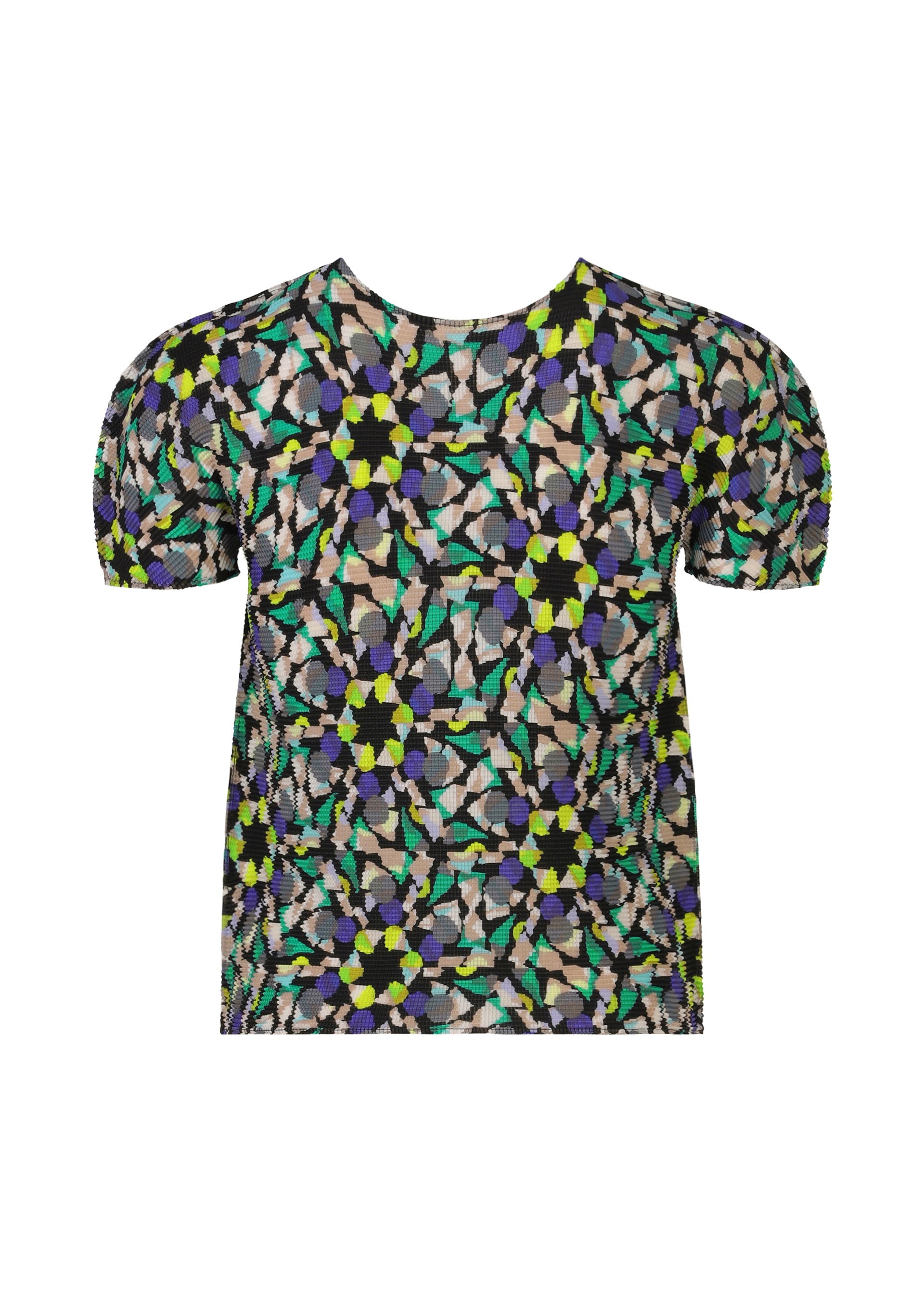 Issey Miyake KALEIDOSCOPE top bílý stretch plisé krátký rukáv