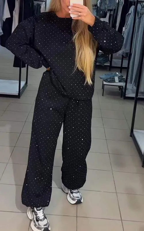 Norielle tepláková souprava s flitry černá 2dílná