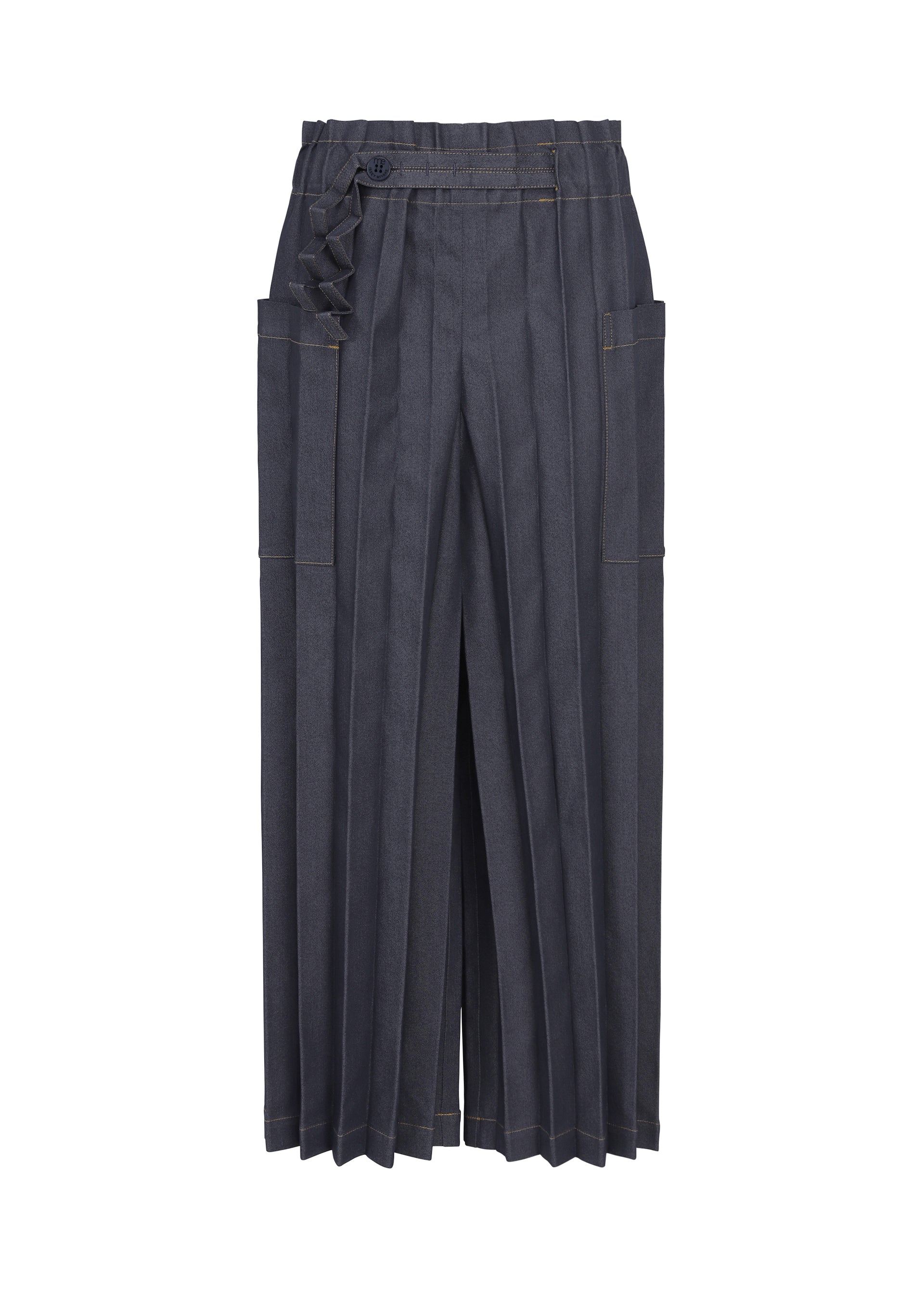 me Issey Miyake Denim Pleats kalhoty indigo denim
