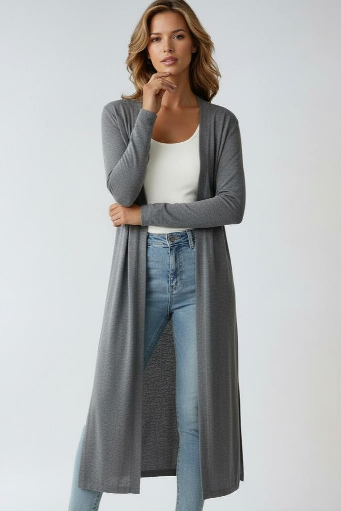 Norielle hnědý dámský dlouhý cardigan bez zapínání