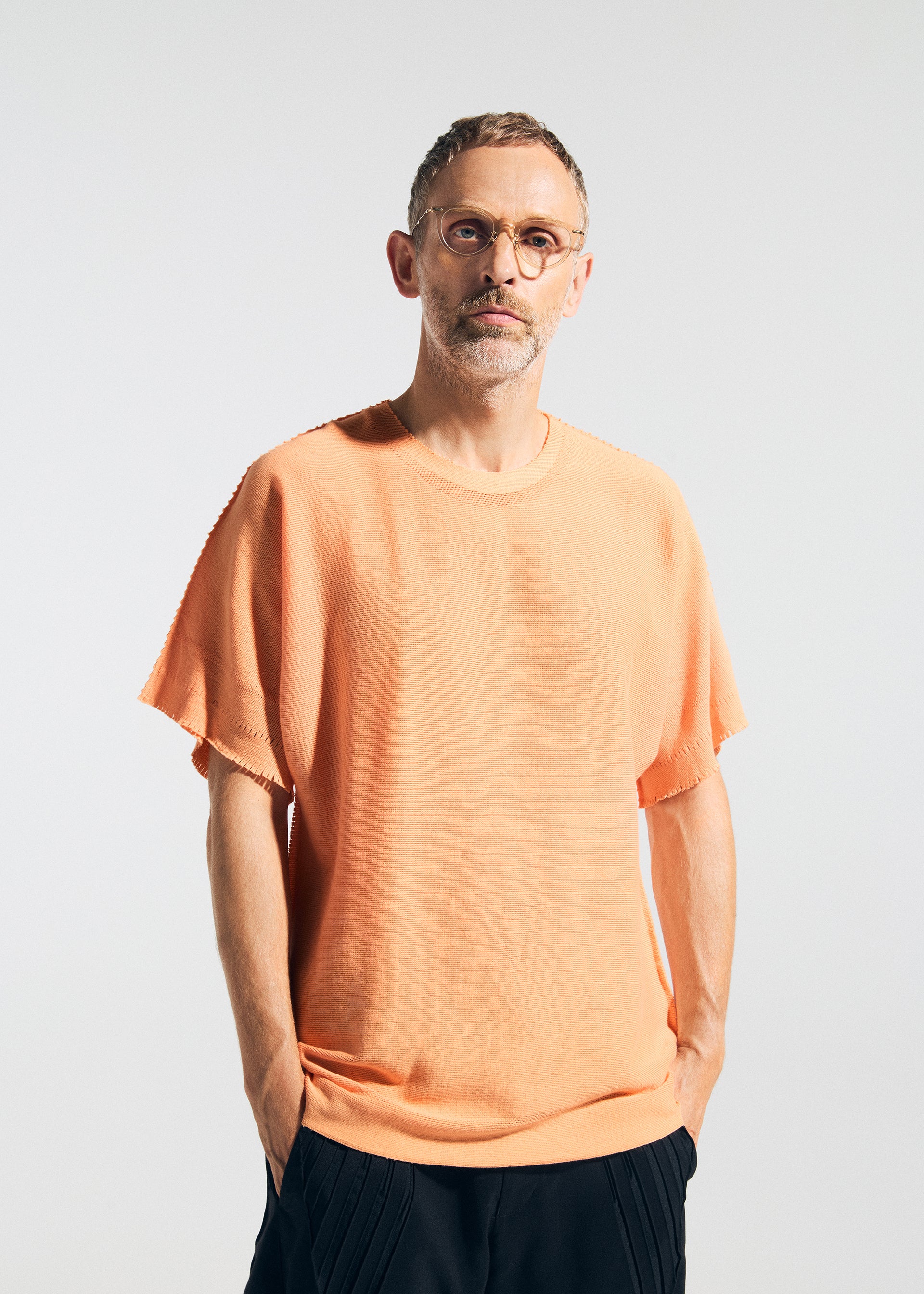 Issey Miyake Type-A 001-1 top světle růžová s krátkým rukávem