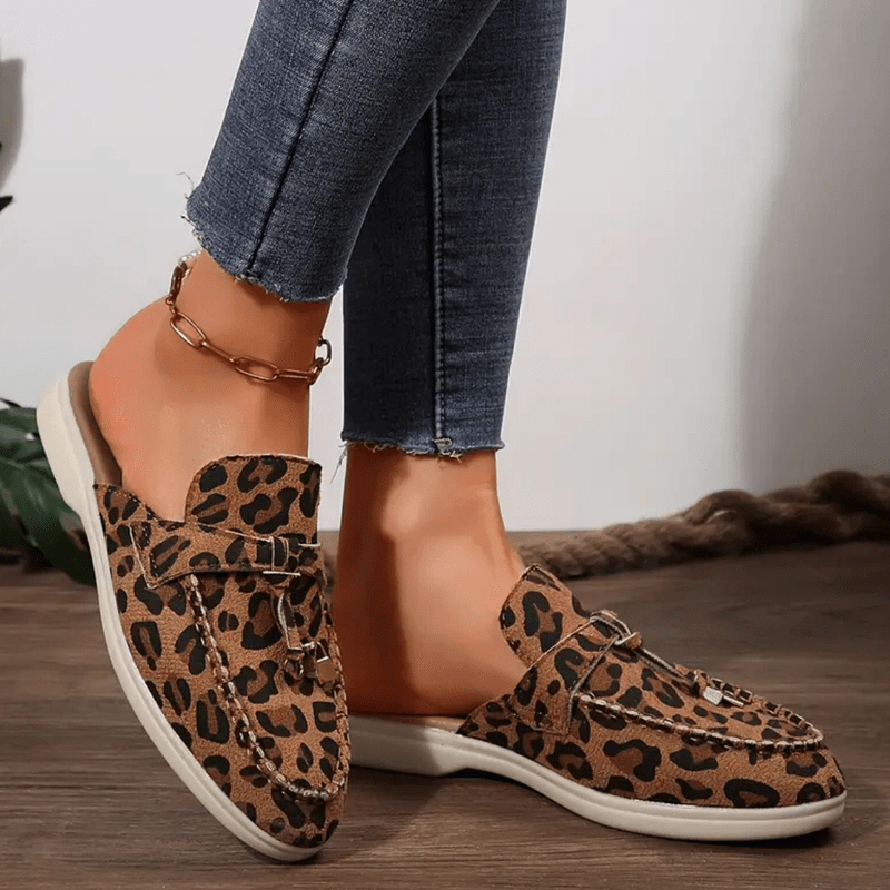 Norielle Mocassin leopardí mules hnědé nazouvací