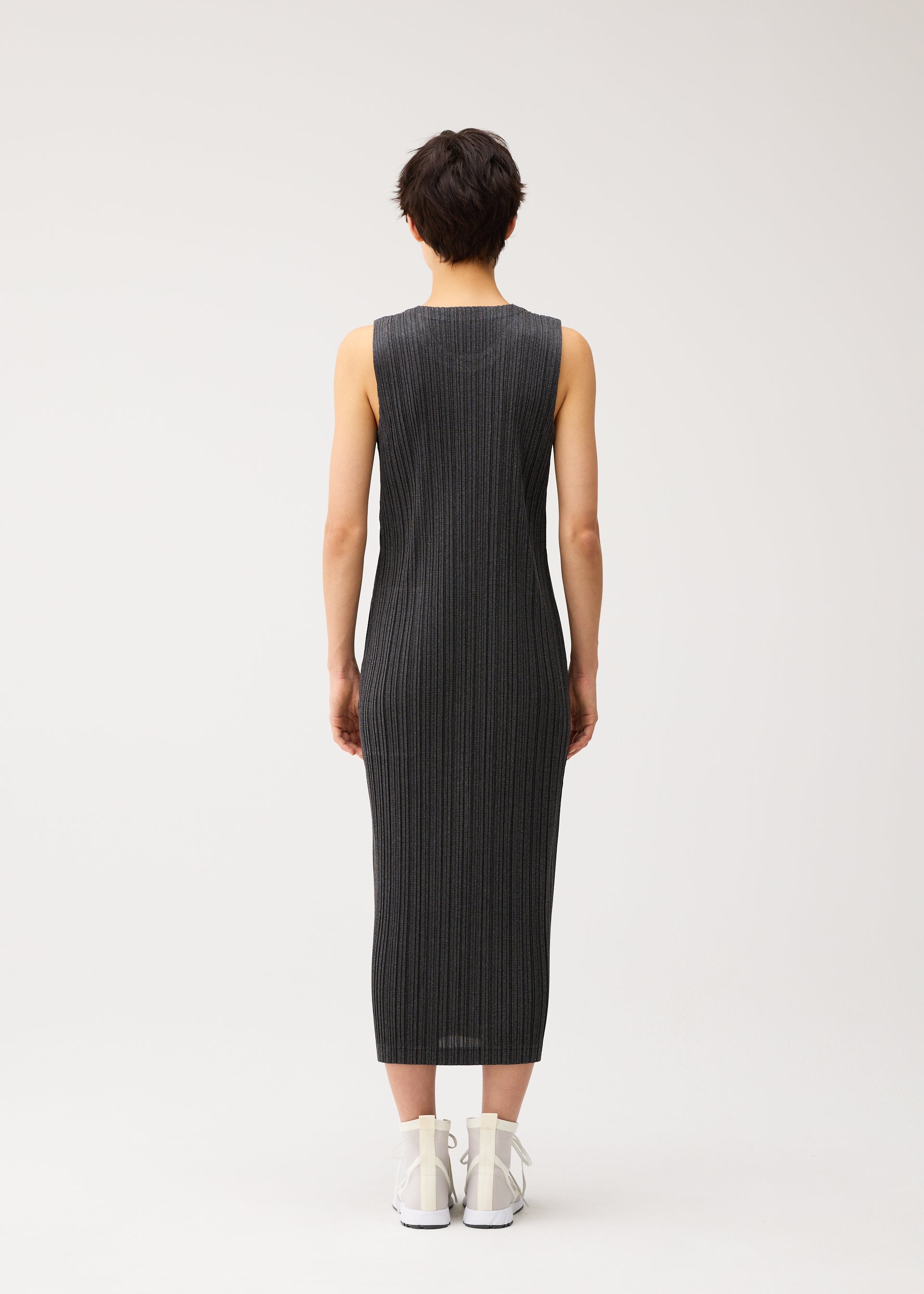 Issey Miyake Pleats Please Cotton Denim šaty černé bavlna